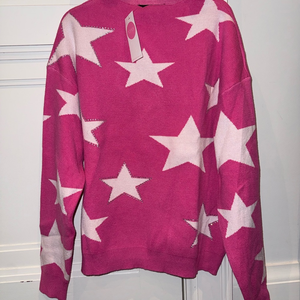 Starry Pink Crew Neck Sweater